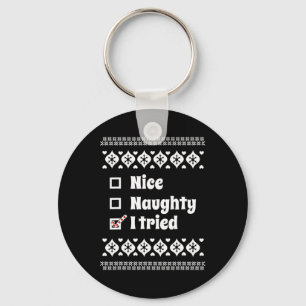 Funny Nice Naughty I Tried Ugly Christmas For Kids Key Ring