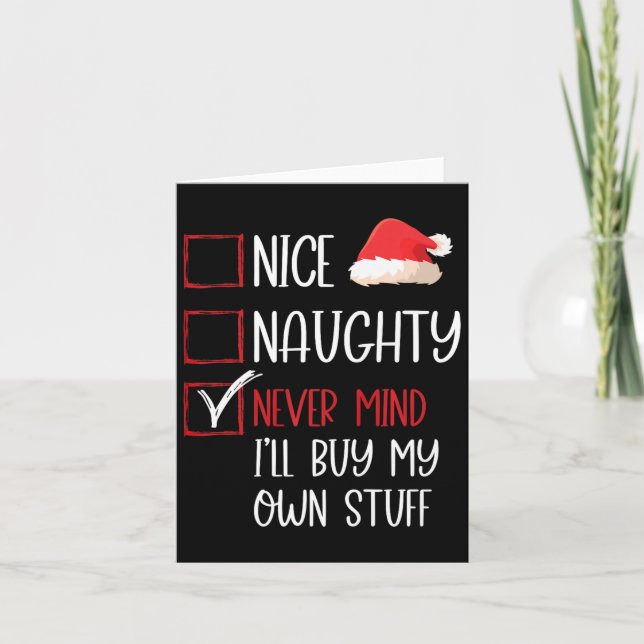 Funny Nice Naughty Never Mind Santa Check List Chr Card (Front)