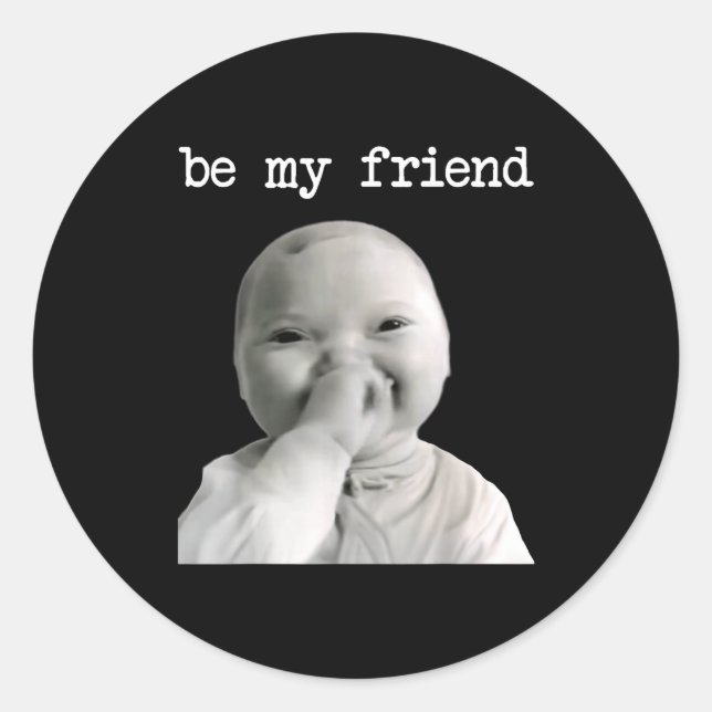 Funny Niche Baby Gen Z Meme Ai Viral Giggling Ai L Classic Round Sticker (Front)