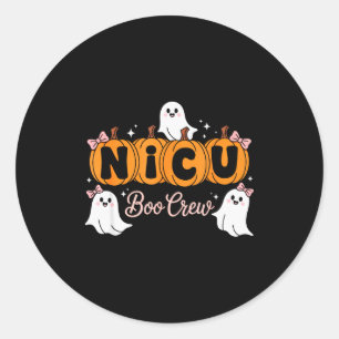 Funny Nicu Boo Crew Nurse Ghost Halloween Soky Sea Classic Round Sticker