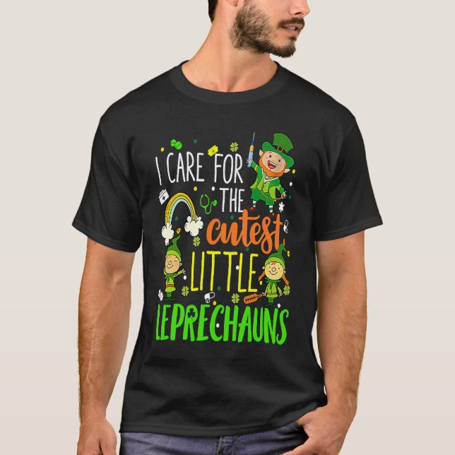 Funny NICU Nurse Care For Little Leprechauns St Pa T-Shirt (Front)