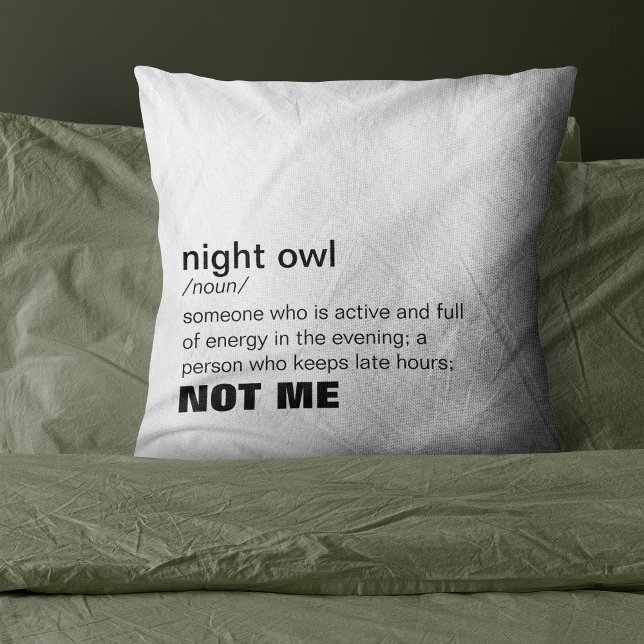 Funny Night Owl Throw Pillow (Creator Uploaded)