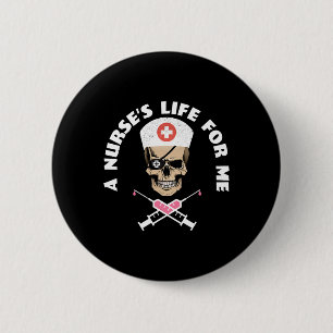 Funny Night Shift Nurse Skeleton Pirate Halloween 6 Cm Round Badge