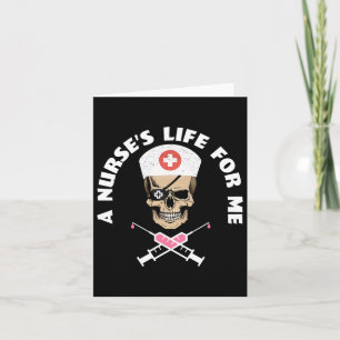 Funny Night Shift Nurse Skeleton Pirate Halloween Card
