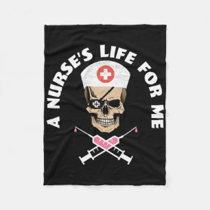 Funny Night Shift Nurse Skeleton Pirate Halloween Fleece Blanket