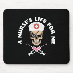 Funny Night Shift Nurse Skeleton Pirate Halloween Mouse Pad