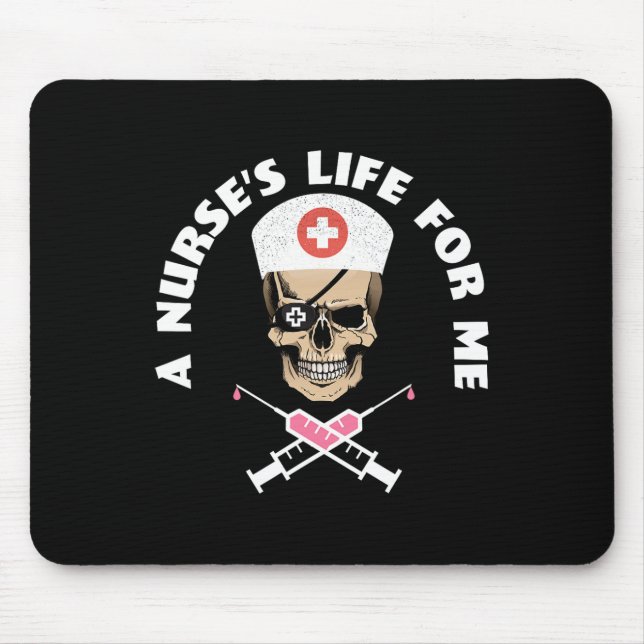 Funny Night Shift Nurse Skeleton Pirate Halloween  Mouse Pad (Front)