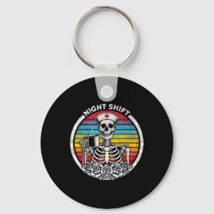Funny Night Shift Nurse Skeleton Women Halloween R Key Ring
