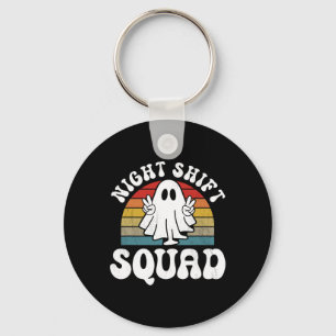 Funny Night Shift Squad Halloween Overnight Worker Key Ring