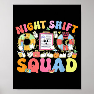 Funny Night Shift Squad Summer Vibes ER Nurse Team Poster