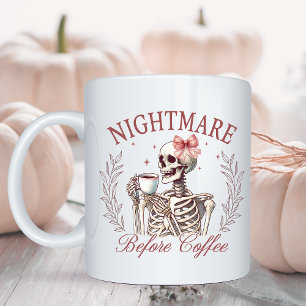 Funny Nightmare Before Coffee Skeleton Halloween Two-Tone Coffee Mug
