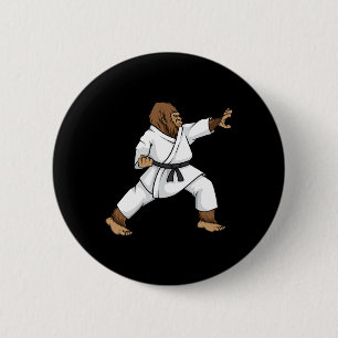 Funny Ninja Bigfoot Doing Karate With Samurai Desi 6 Cm Round Badge