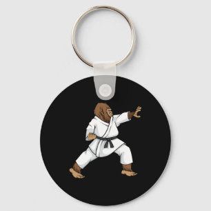 Funny Ninja Bigfoot Doing Karate With Samurai Desi Key Ring