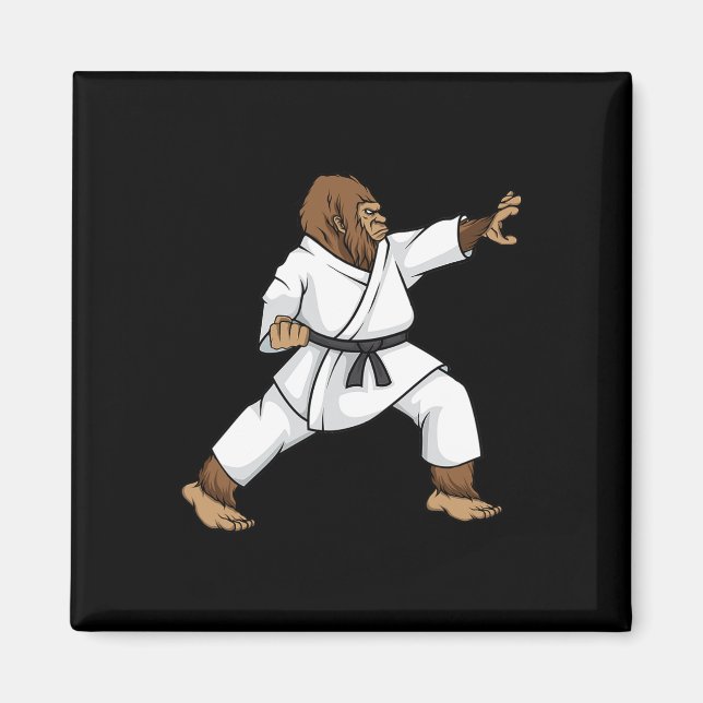 Funny Ninja Bigfoot Doing Karate With Samurai Desi Magnet (Front)