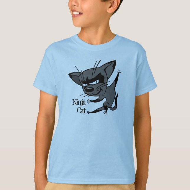 Funny Ninja Cat Boys T-Shirt (Front)