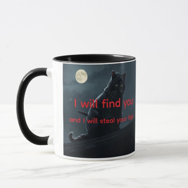 Funny Ninja Cat Meme Customisable Coffee Mug (Left)