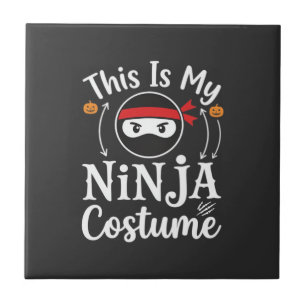 Funny Ninja Costume Halloween Design_1 Ceramic Tile