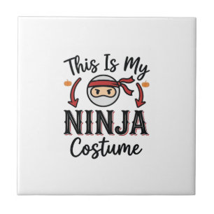 Funny Ninja Costume Halloween Vector Design_1 Ceramic Tile