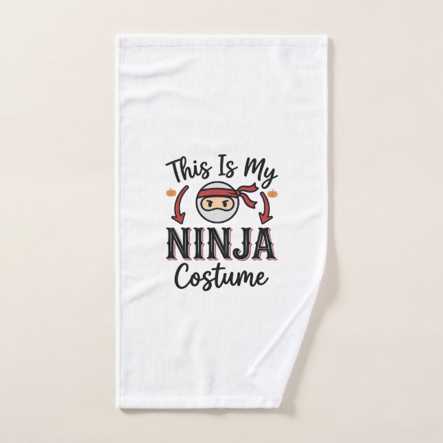 Funny Ninja Costume Halloween Vector Design_1 Hand Towel (Hand Towel)