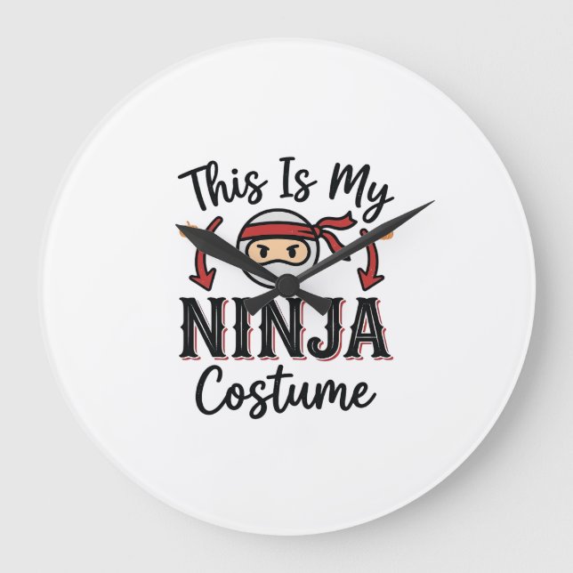 Funny Ninja Costume Halloween Vector Design_1 Large Clock (Front)
