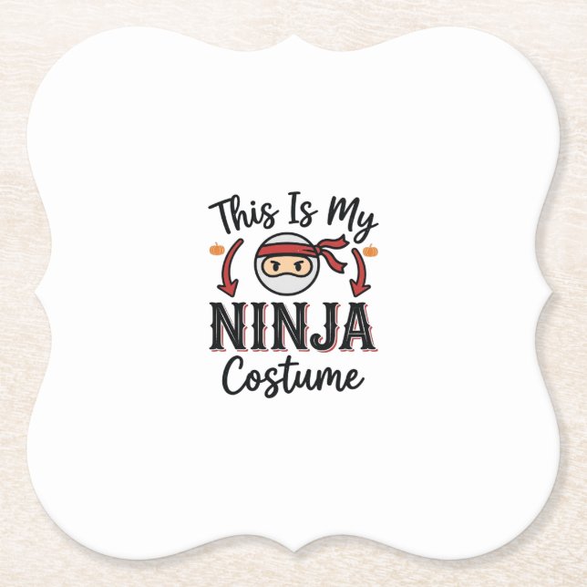 Funny Ninja Costume Halloween Vector Design_1 Paper Coaster (Front)