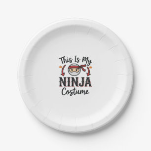 Funny Ninja Costume Halloween Vector Design_1 Paper Plate