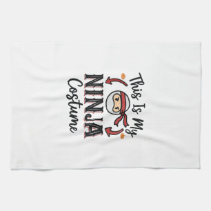 Funny Ninja Costume Halloween Vector Design_1 Tea Towel