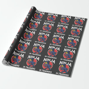 Funny Ninja Kid in training Wrapping Paper