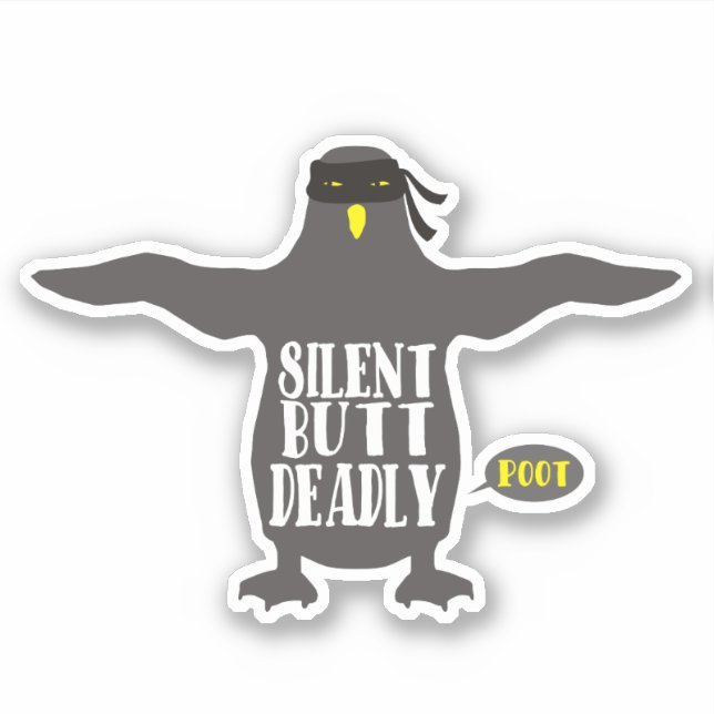 funny ninja penguin fart silent but deadly sticker (Front)