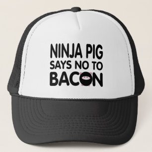 Funny Ninja Pig Says No to Bacon Trucker Hat