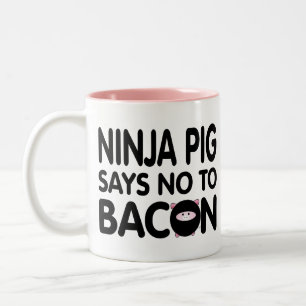 Funny Ninja Pig Says No to Bacon Two-Tone Coffee Mug