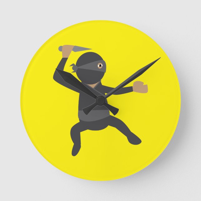 Funny Ninja Round Clock (Front)