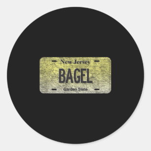 Funny Nj State Vanity License Plate Bagel  Classic Round Sticker