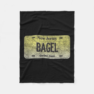 Funny Nj State Vanity License Plate Bagel Fleece Blanket