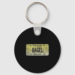 Funny Nj State Vanity License Plate Bagel Key Ring