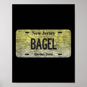 Funny Nj State Vanity License Plate Bagel  Poster