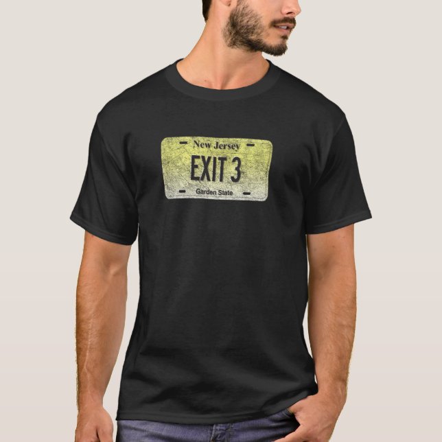 Funny Nj State Vanity License Plate Exit 3 T-Shirt (Front)