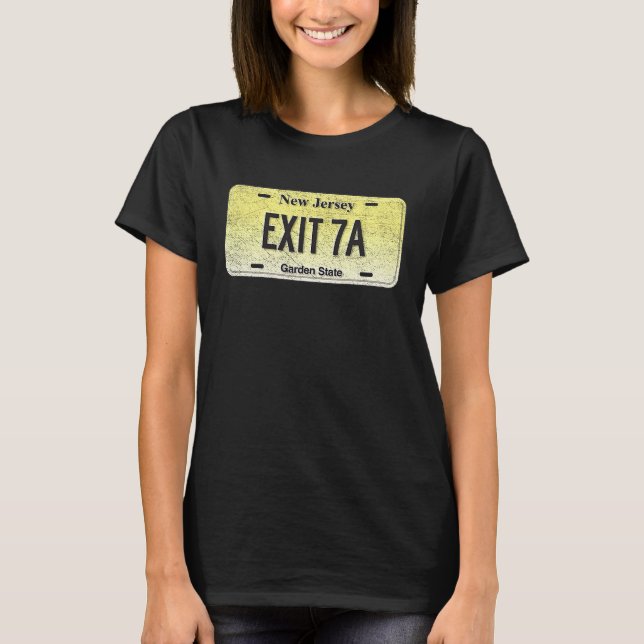 Funny NJ State Vanity License Plate EXIT 7A T-Shirt (Front)