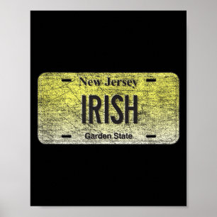 Funny Nj State Vanity License Plate Iri-shirt Poster