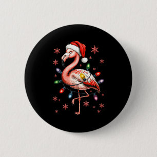Funny Nk Flamingo Christmas Tree Lights Xmas Snowf 6 Cm Round Badge