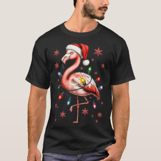 Funny Nk Flamingo Christmas Tree Lights Xmas Snowf T-Shirt
