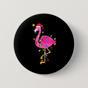 Funny Nk Flamingo In Santa Hat Christmas In July M 6 Cm Round Badge
