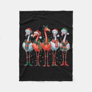 Funny Nk Flamingos Merry Christmas Tree Xmas Snowf Fleece Blanket