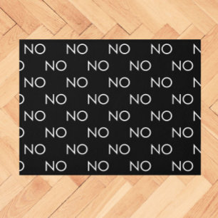Funny NO Black White Introvert Minimal Doormat