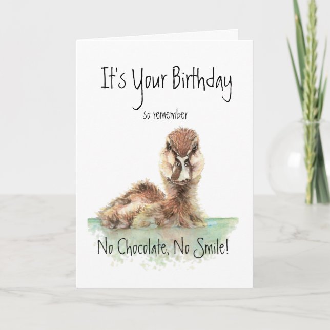 Funny, No Chocolate, No Smile, Angry Duck, Bird Card (Front)