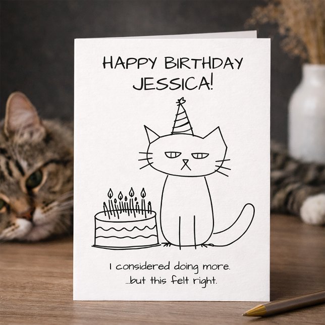 Funny No Effort Grumpy Cat with Cake Card (Creator Uploaded)