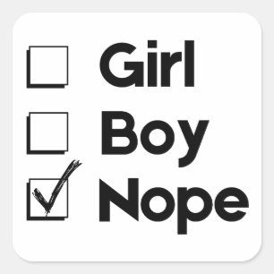 Funny No Gender Square Sticker