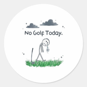 Funny No Golf Today Sad Stickman Golfer Golfers Me Classic Round Sticker