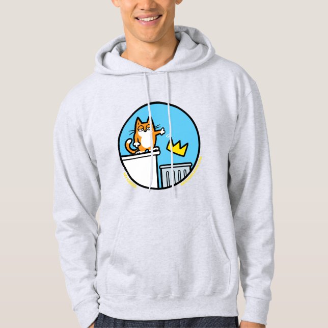 Funny No Kings Cat Cartoon on a sweatshirt (Front)