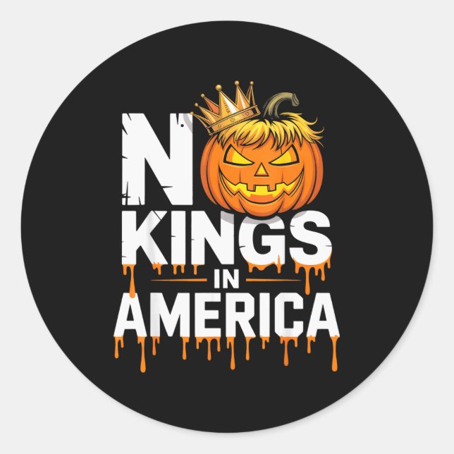Funny No Kings Halloween 2025 Distressed Usa Flag  Classic Round Sticker (Front)